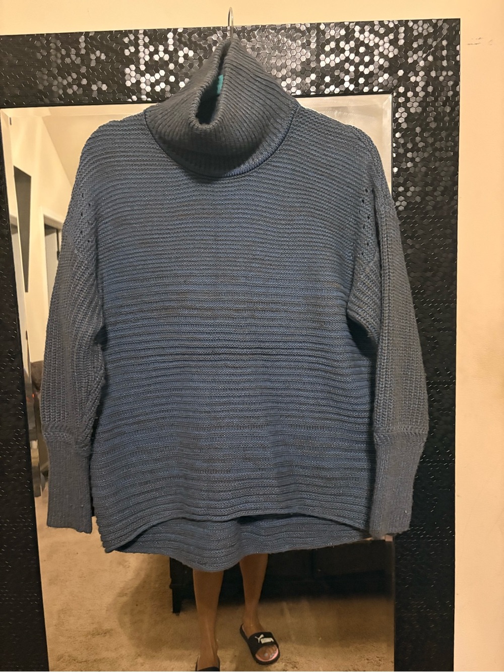 Simply Vera Vera Wang Blue Ribbed Turtleneck Sweater